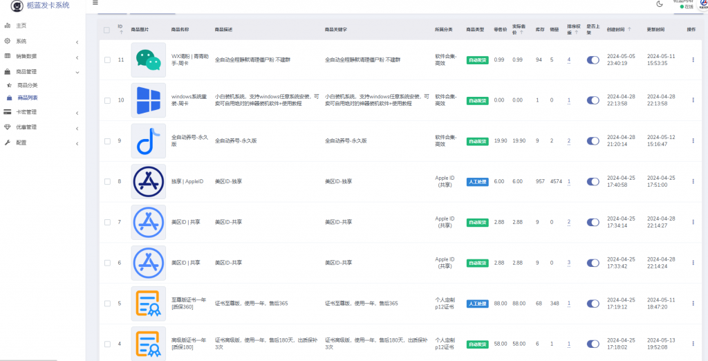图片[3]亲测源码,-免费源码下载,-PHP源码,-付费进群,-微信小程序源码,-开源代码,亲测-23种支付通道全自动发卡系统源码-24小时自动发货亲测源码,-免费源码下载,-PHP源码,-付费进群,-微信小程序源码,-开源代码,