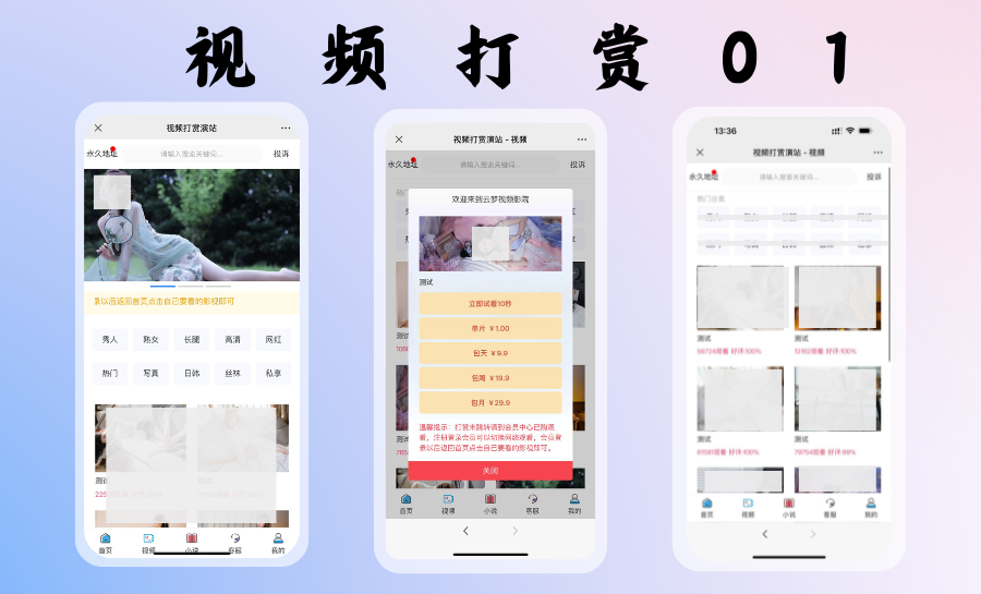 视频写真打赏01系统源码亲测正常运营无bug-带防封 超级防红